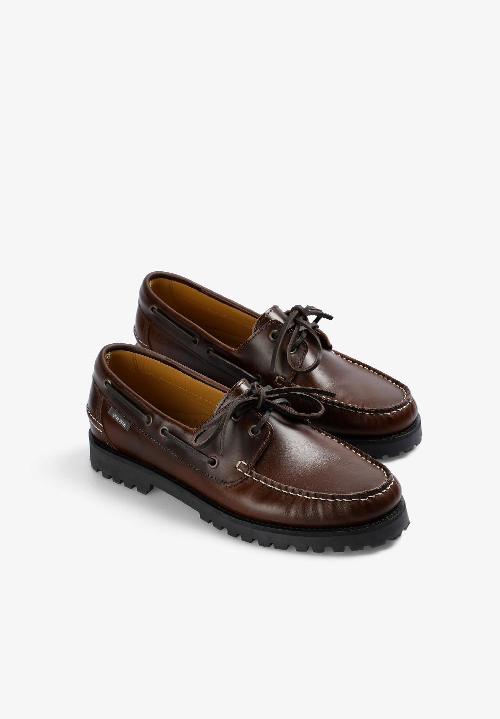 Scalpers DECK SHOES WITH TRACK SOLE DARK BROWN