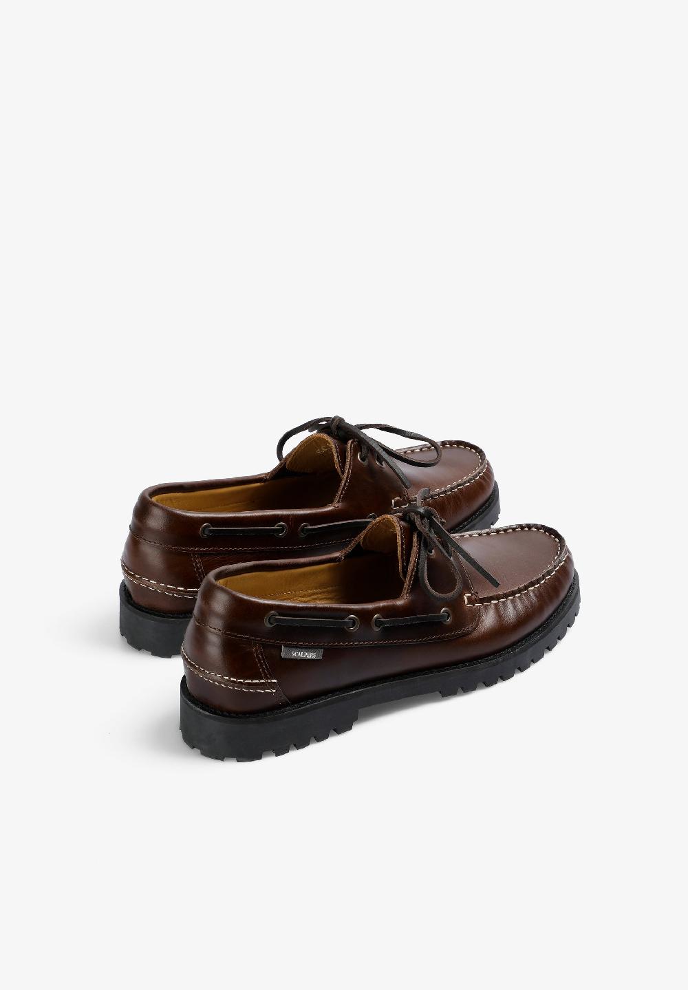 Scalpers DECK SHOES WITH TRACK SOLE DARK BROWN