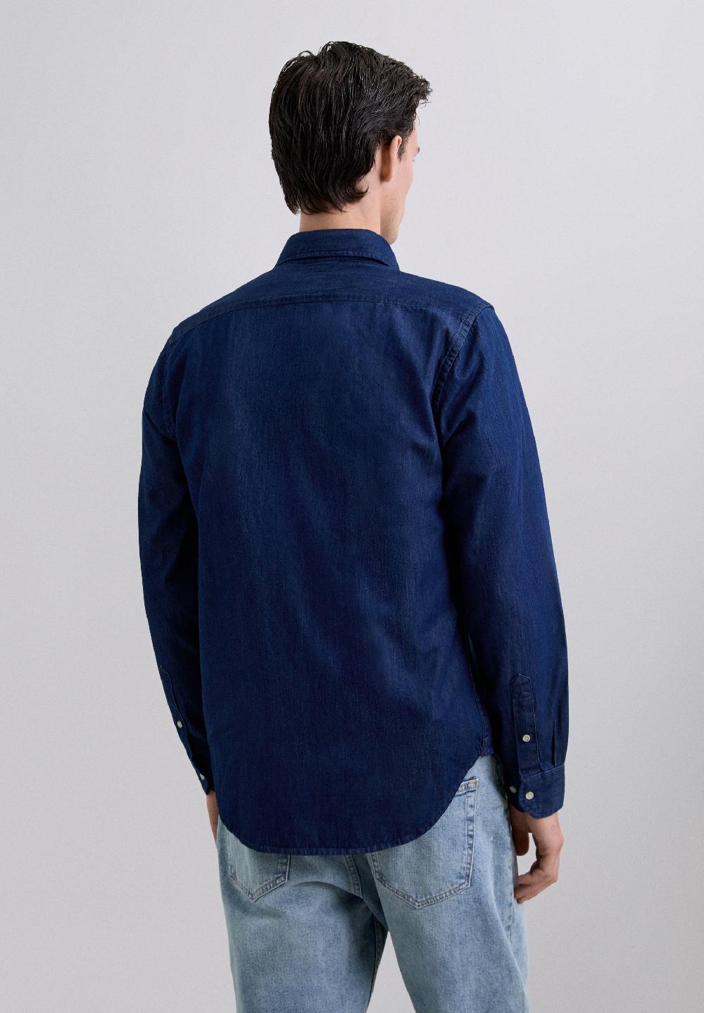 Scalpers DENIM COTTON SHIRT DARK BLUE DENIM