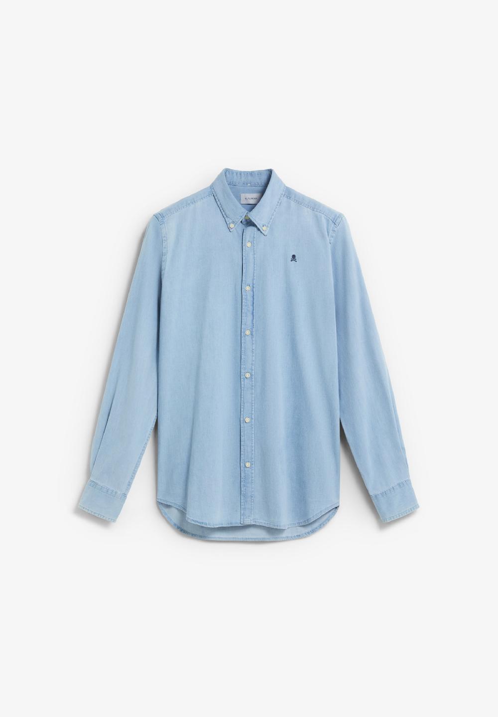 scalpers DENIM COTTON SHIRT LIGHT BLUE DENIM