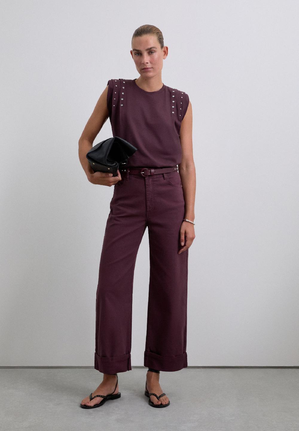 Scalpers DENIM CULOTTE TROUSERS PURPLE