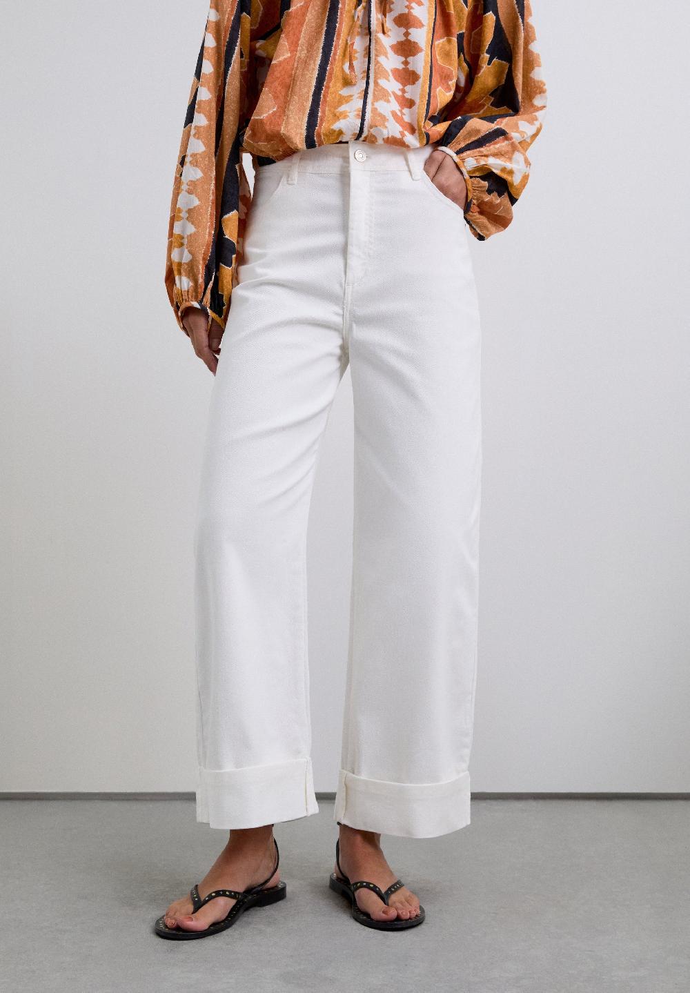 Scalpers DENIM CULOTTE TROUSERS WHITE