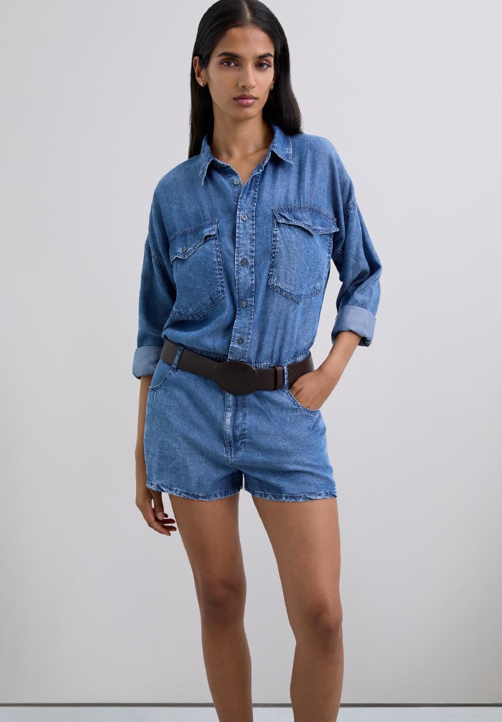 Scalpers DENIM EFFECT PLAYSUIT DARK INDIGO