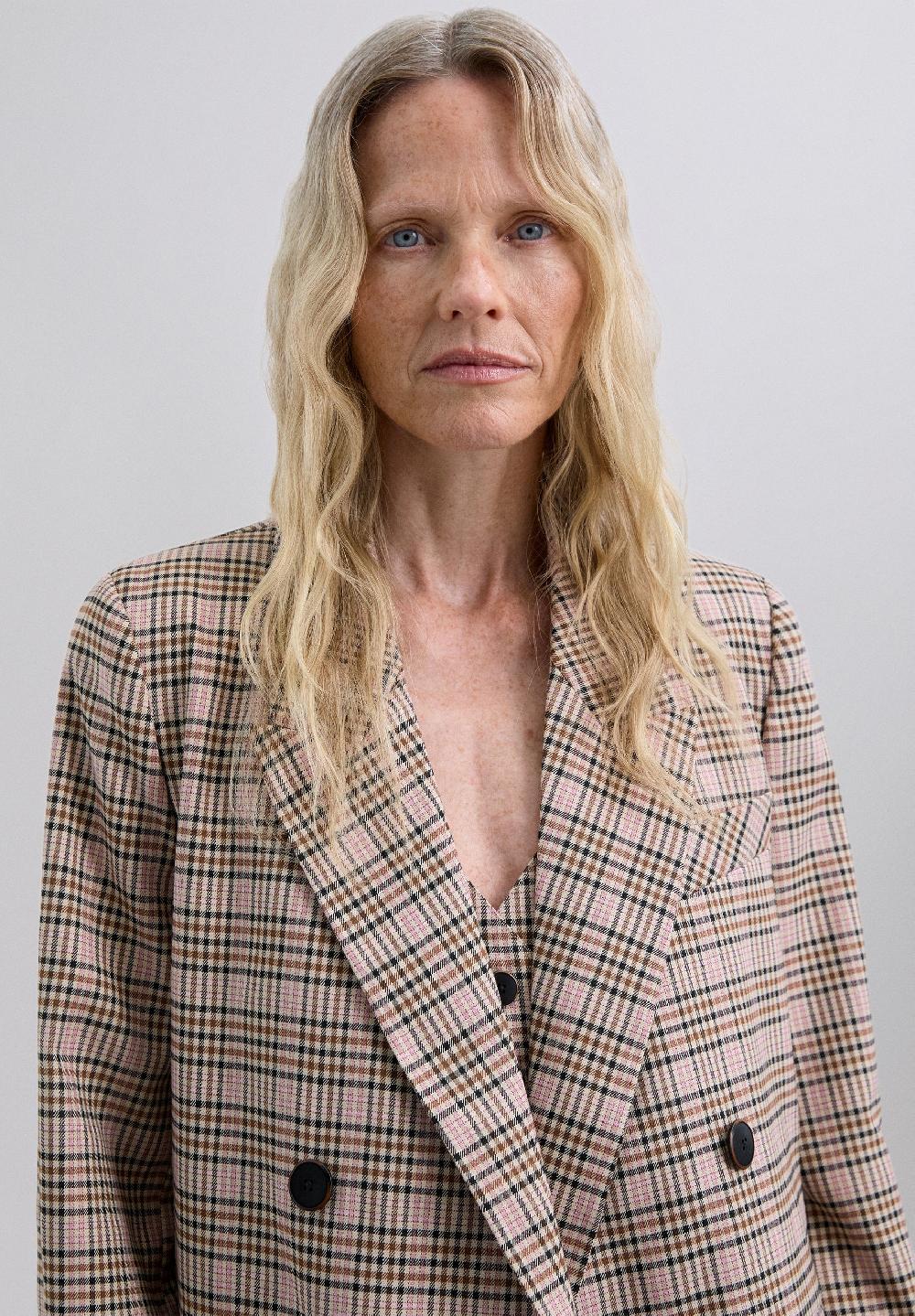 Scalpers DOUBLE-BREASTED CHECK BLAZER PINK CHECK