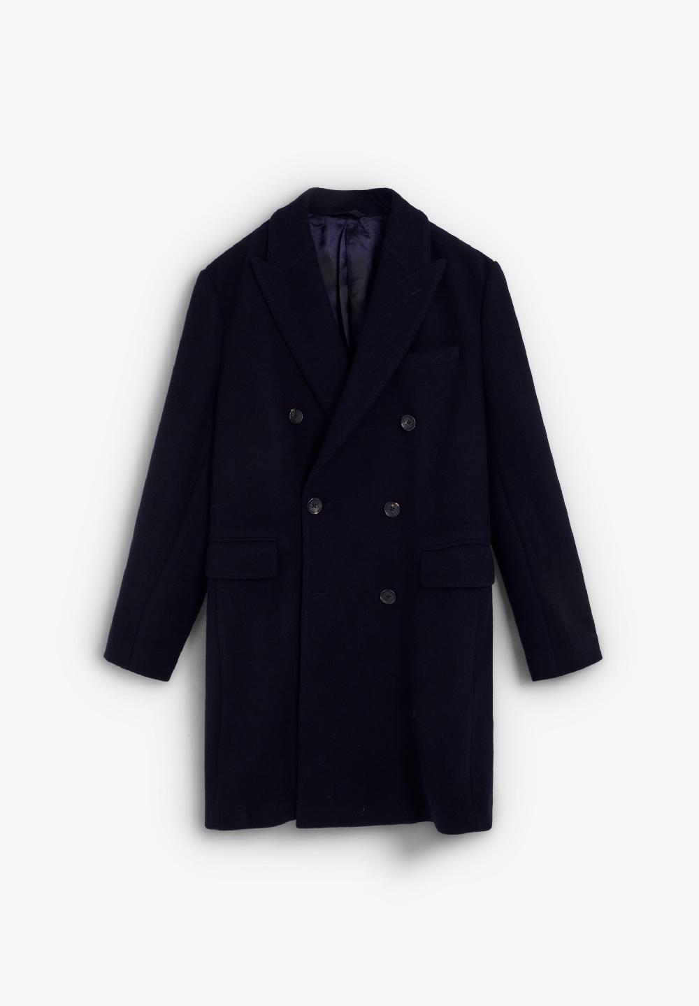 Scalpers DOUBLE-BREASTED WOOL BLEND COAT NAVY