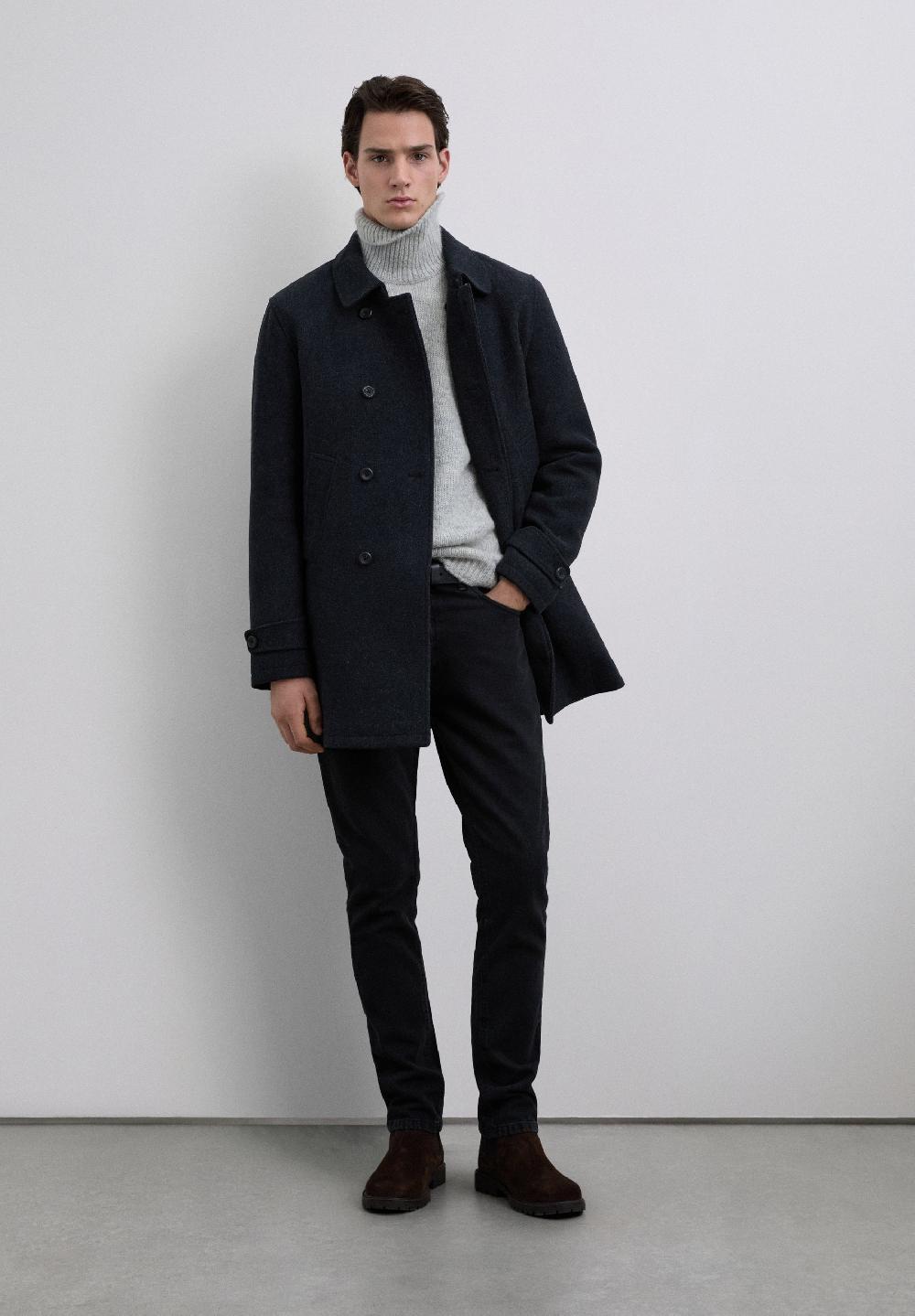 Scalpers DOUBLE-BREASTED WOOL COAT GREY