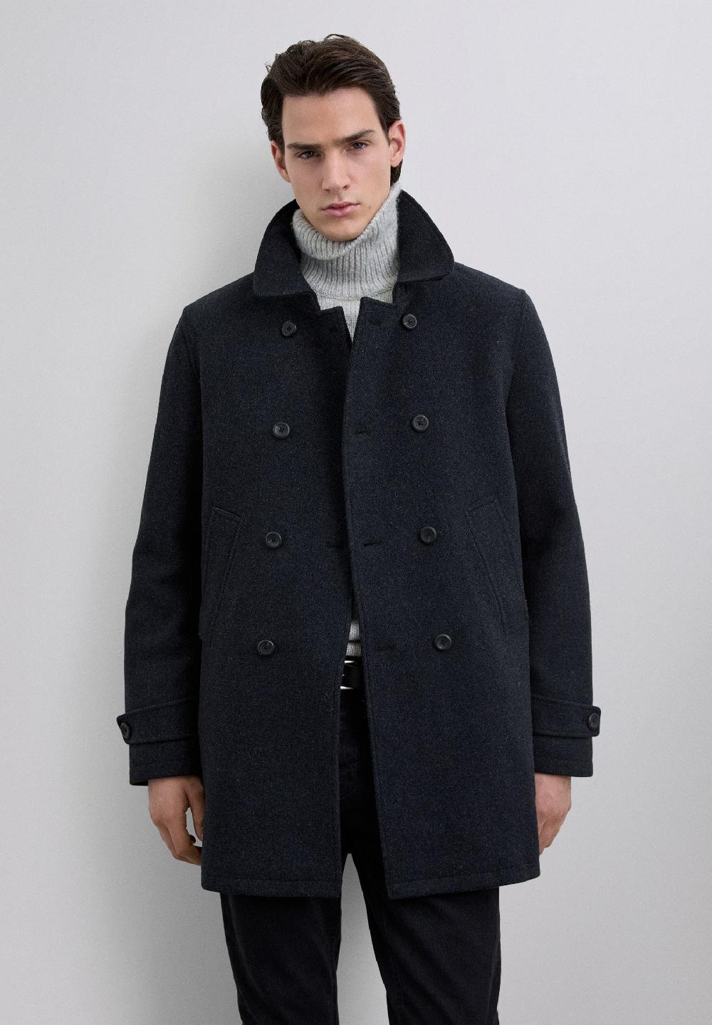 Scalpers DOUBLE-BREASTED WOOL COAT GREY