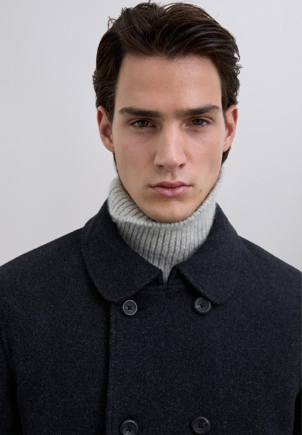 Scalpers DOUBLE-BREASTED WOOL COAT GREY