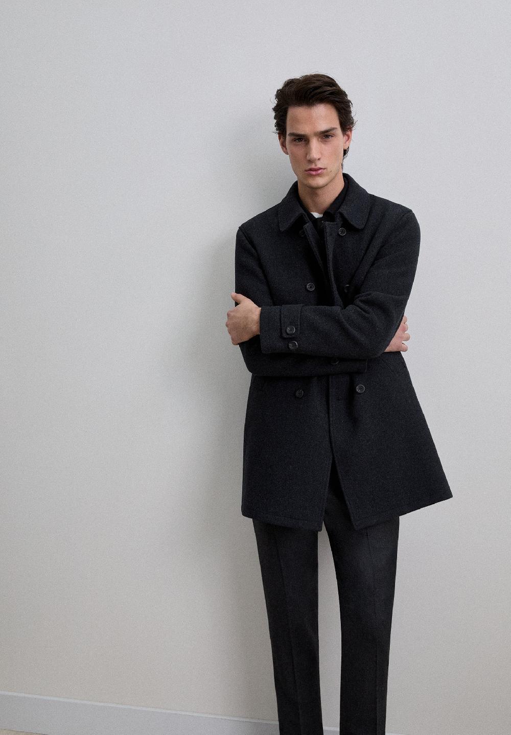 scalpers DOUBLE-BREASTED WOOL COAT GREY