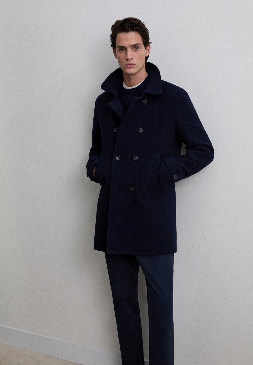 Scalpers DOUBLE BREASTED WOOL COAT NAVY