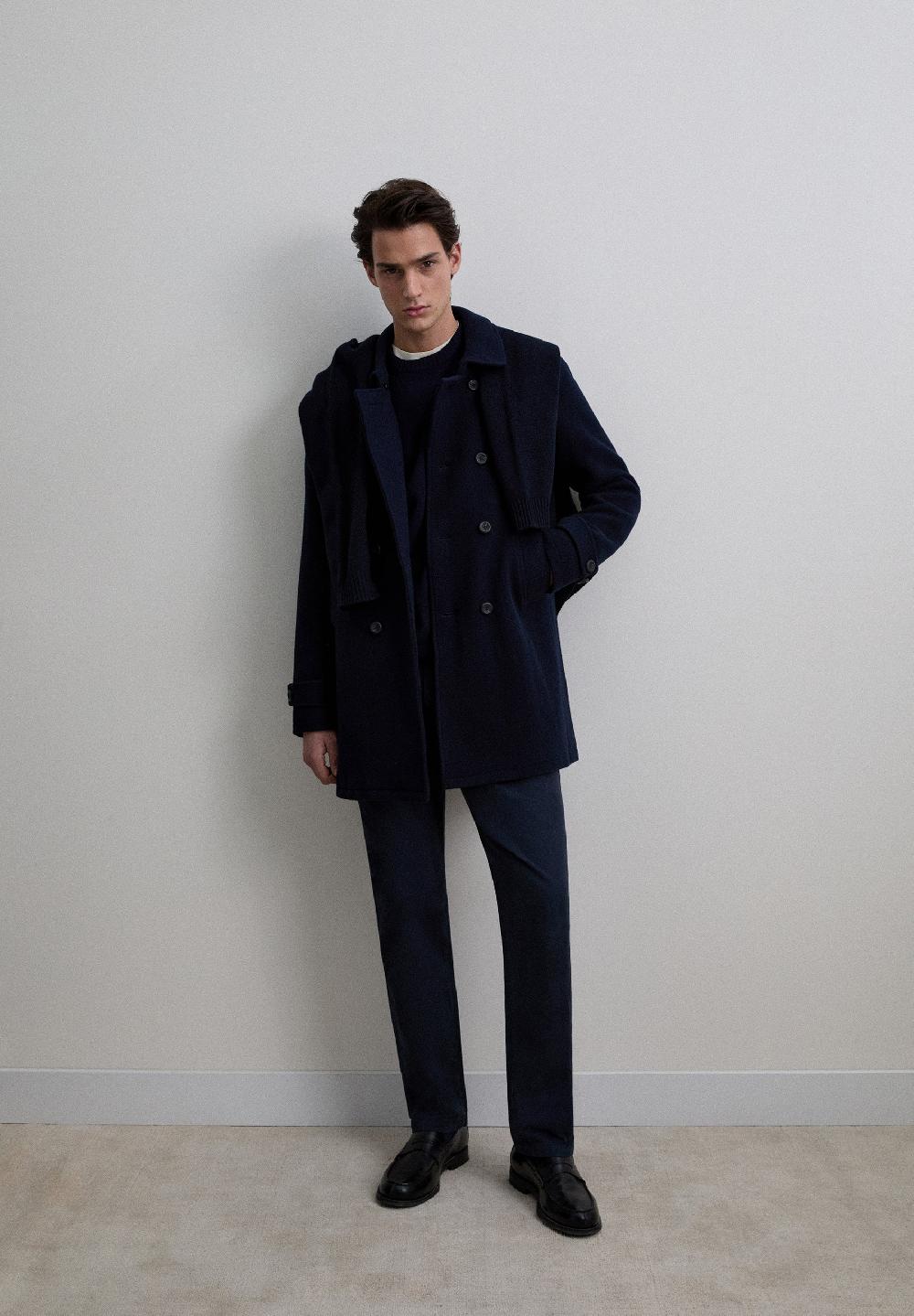 Scalpers DOUBLE BREASTED WOOL COAT NAVY