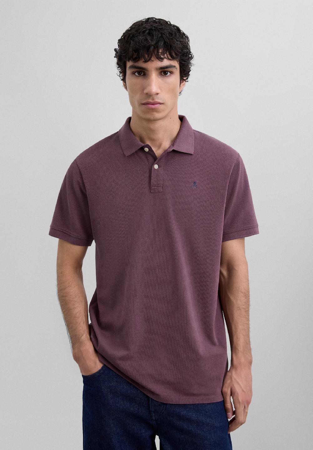 Scalpers EMBROIDERED PIQUÉ POLO SHIRT BURGUNDY