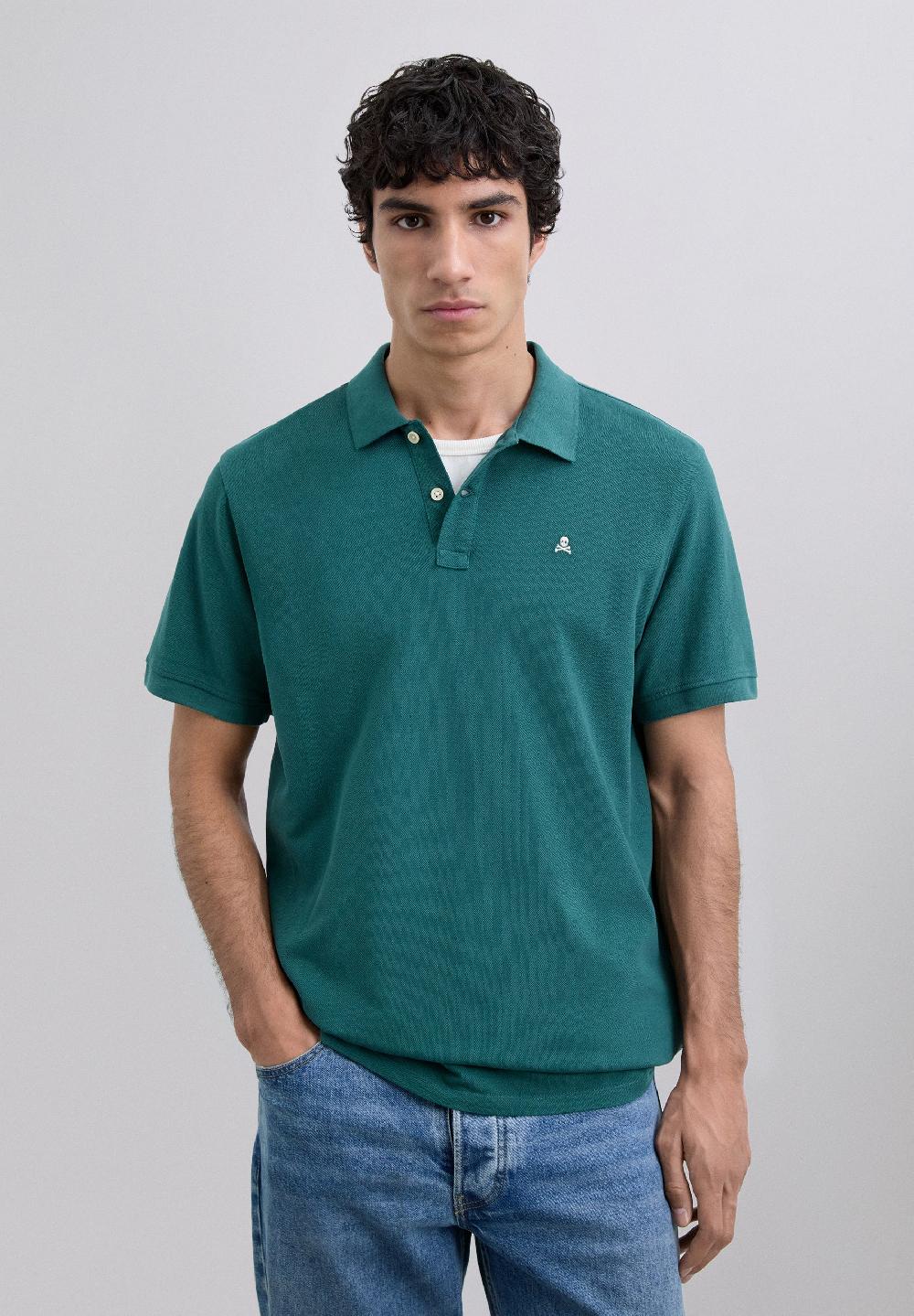 scalpers EMBROIDERED PIQUÉ POLO SHIRT GREEN