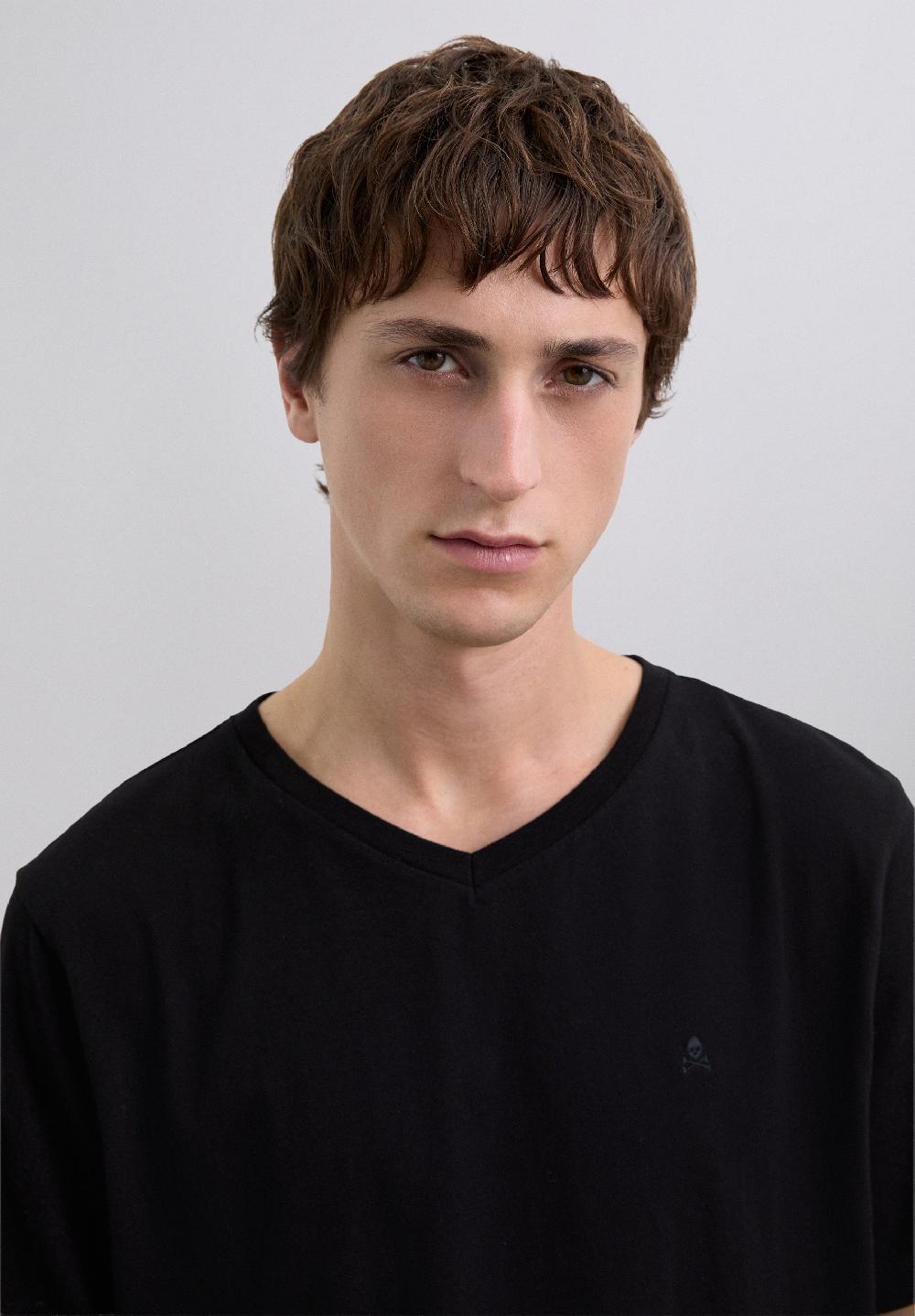 Scalpers EMBROIDERED SKULL T-SHIRT BLACK