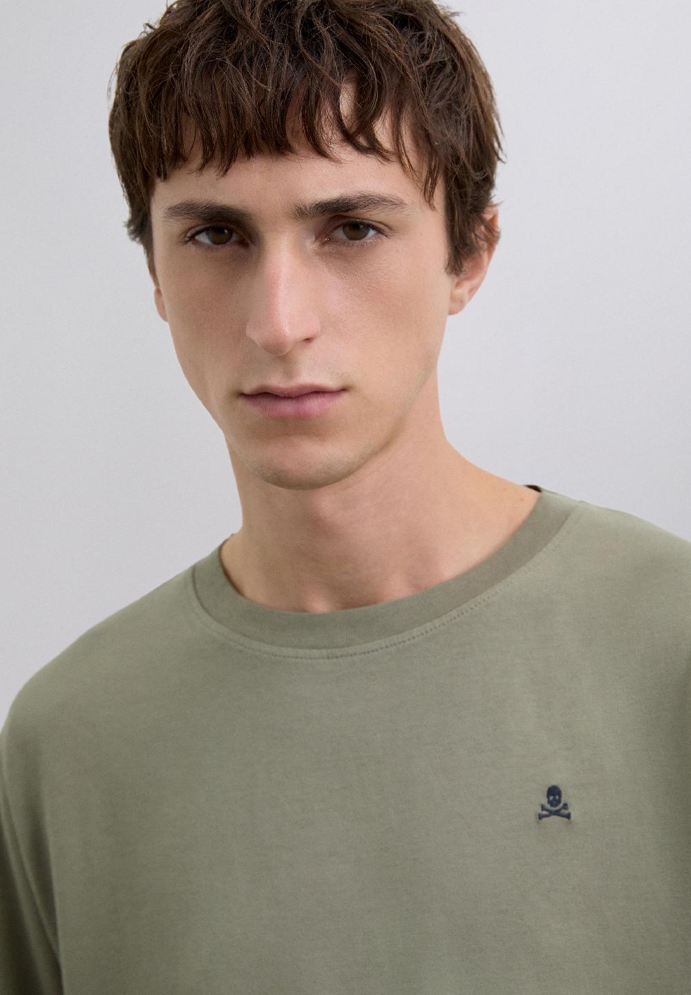 Scalpers EMBROIDERED SKULL T-SHIRT KHAKI