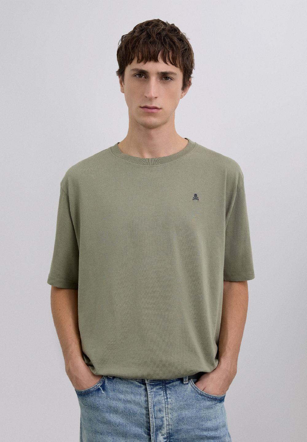 scalpers EMBROIDERED SKULL T-SHIRT KHAKI