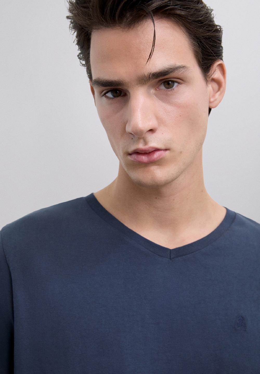 Scalpers EMBROIDERED SKULL T-SHIRT NAVY