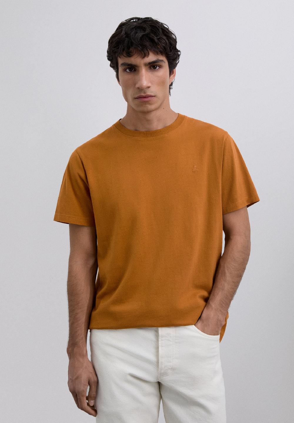 scalpers EMBROIDERED SKULL T-SHIRT PUMPKIN