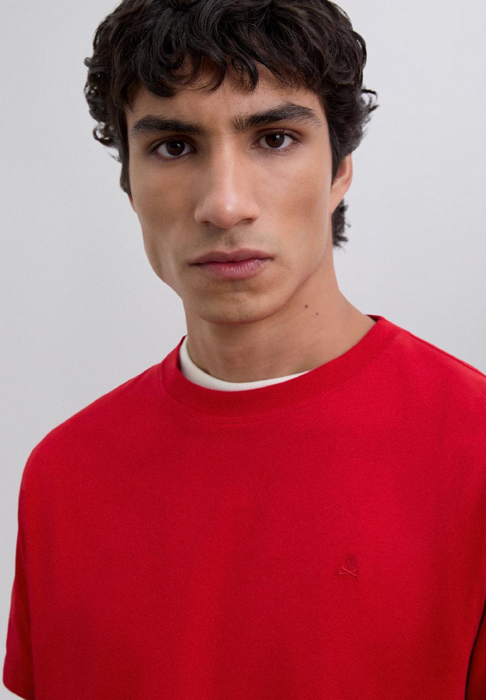 Scalpers EMBROIDERED SKULL T-SHIRT RED