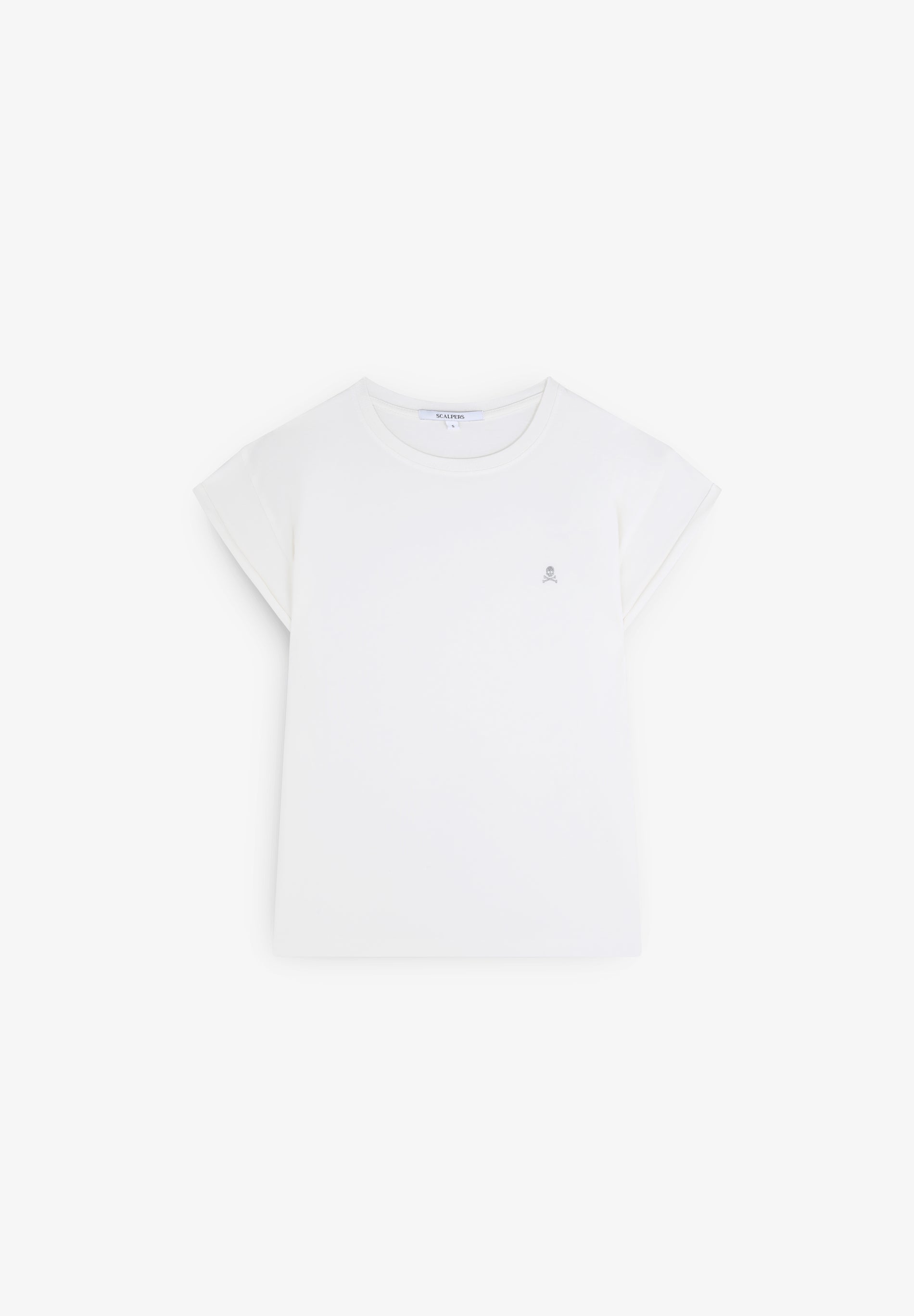 scalpers EMBROIDERED SKULL T-SHIRT WHITE