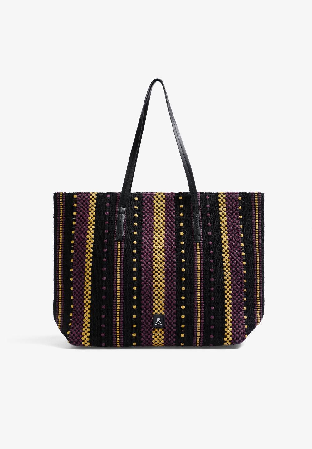 Scalpers ETHNIC PRINT SHOPPER BAG MUSTARD/BURGUNDY