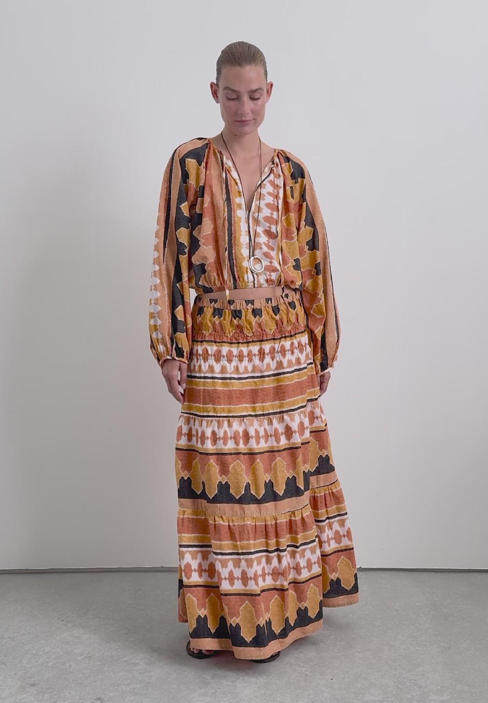 Scalpers ETHNIC PUFF SLEEVE SHIRT MULTICOLOR