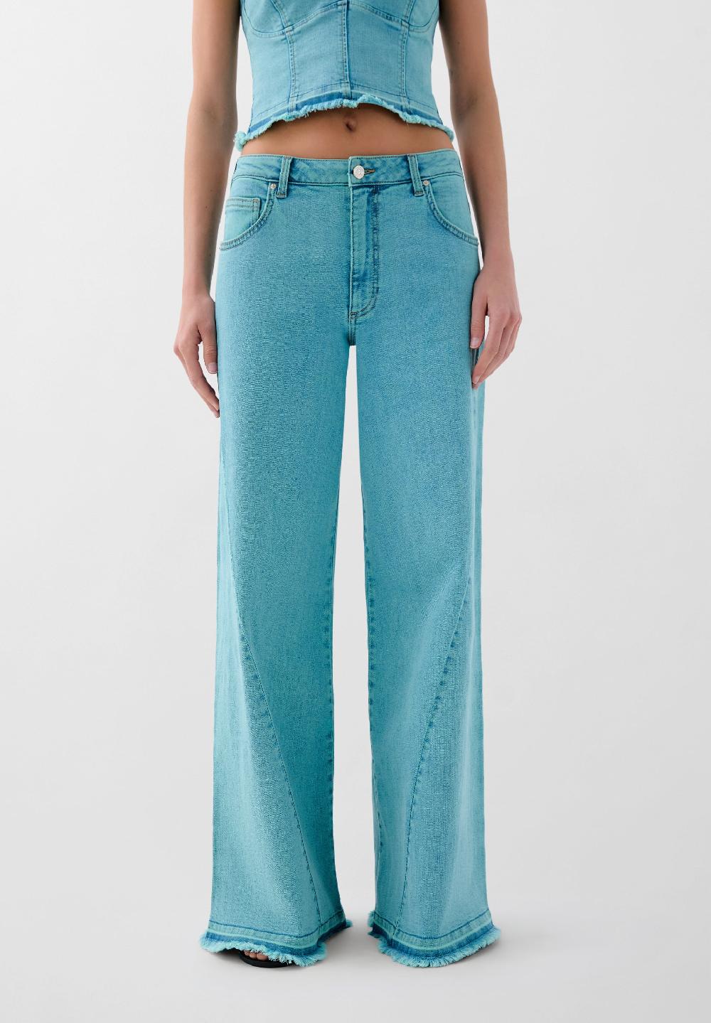 Scalpers FADED CULOTTE JEANS TURQUOISE