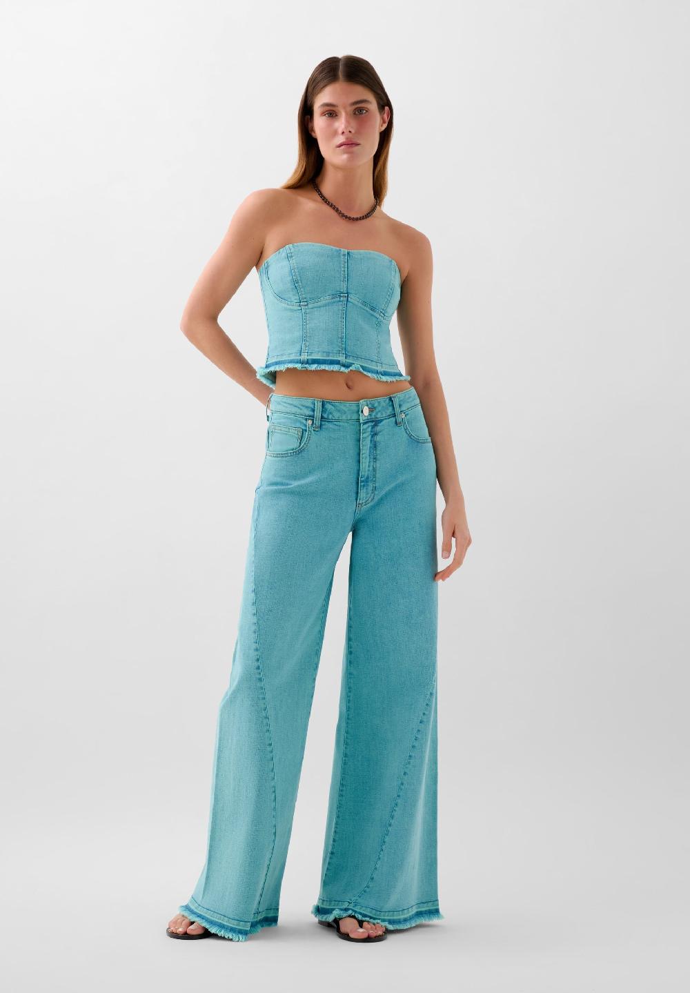 scalpers FADED CULOTTE JEANS TURQUOISE