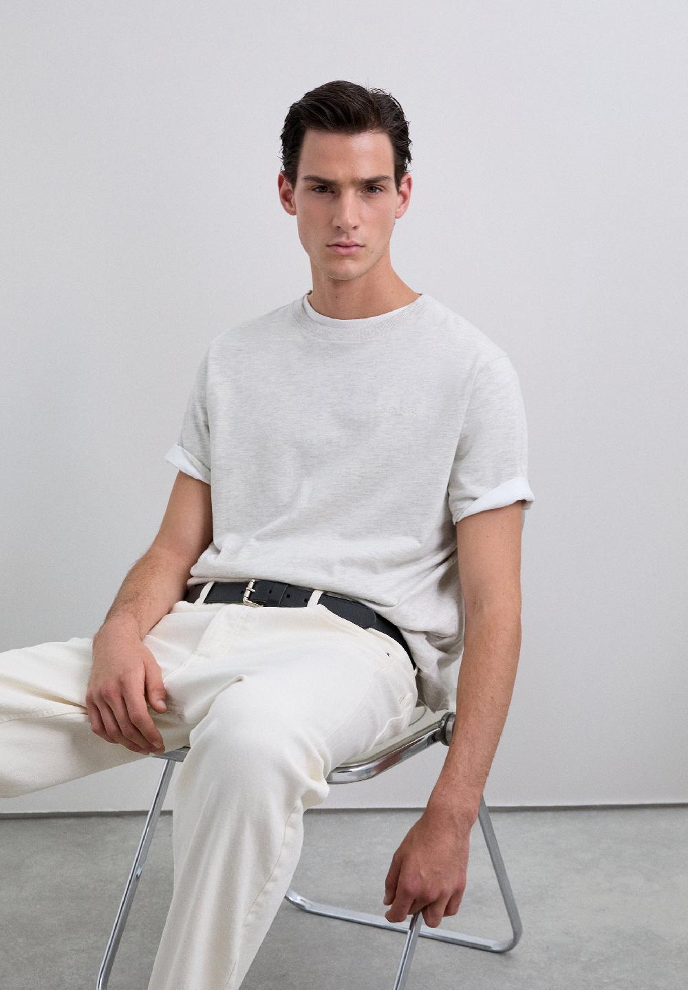 Scalpers FADED EMBROIDERED T-SHIRT CREAM MELANGE