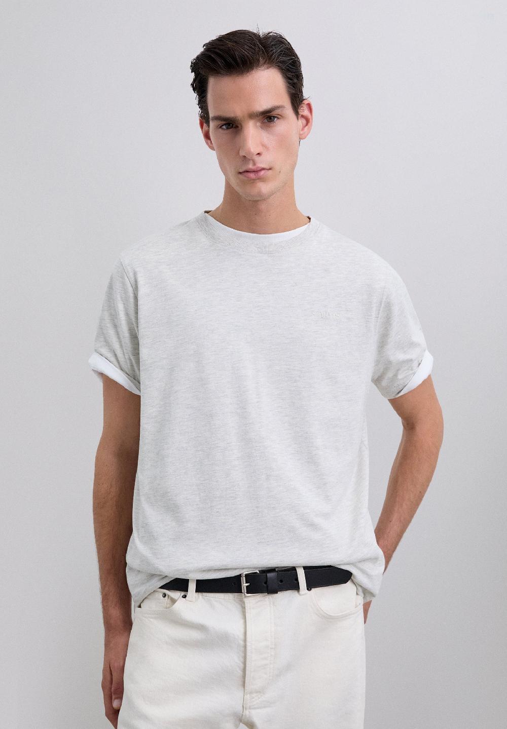 Scalpers FADED EMBROIDERED T-SHIRT CREAM MELANGE