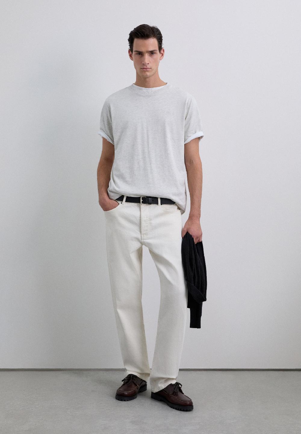 Scalpers FADED EMBROIDERED T-SHIRT CREAM MELANGE