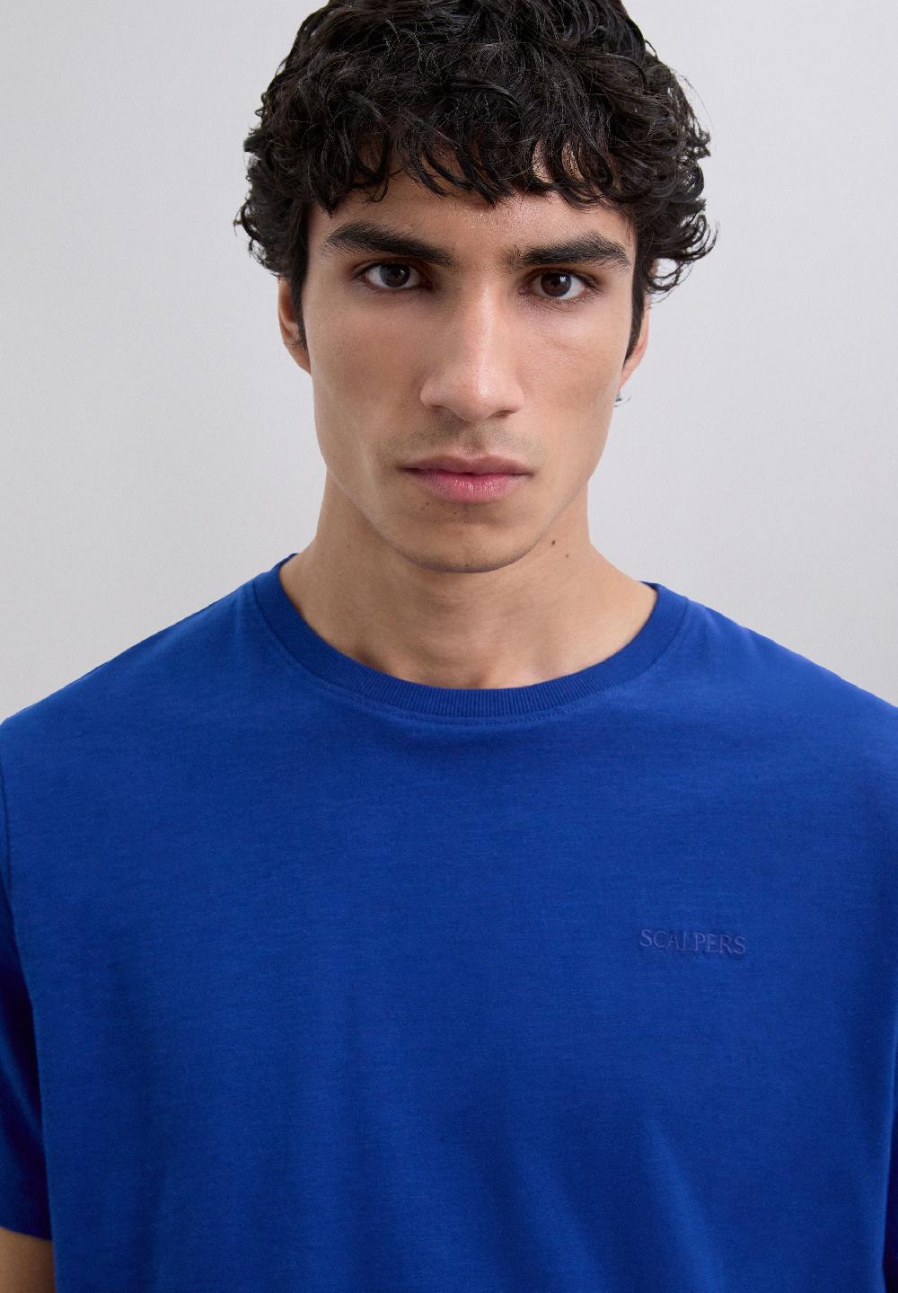 Scalpers FADED EMBROIDERED T-SHIRT DARK BLUE
