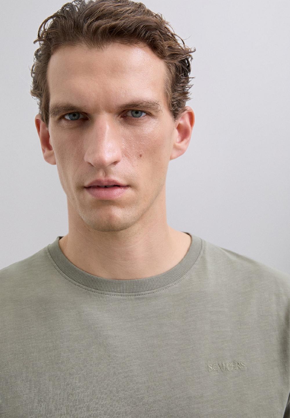 Scalpers FADED EMBROIDERED T-SHIRT TAUPE