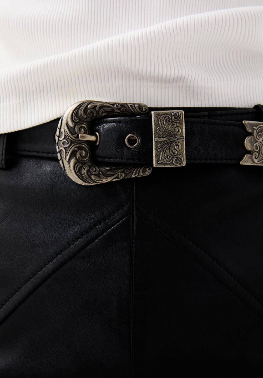 Scalpers FALDA MINI PIEL CINTURÓN BLACK