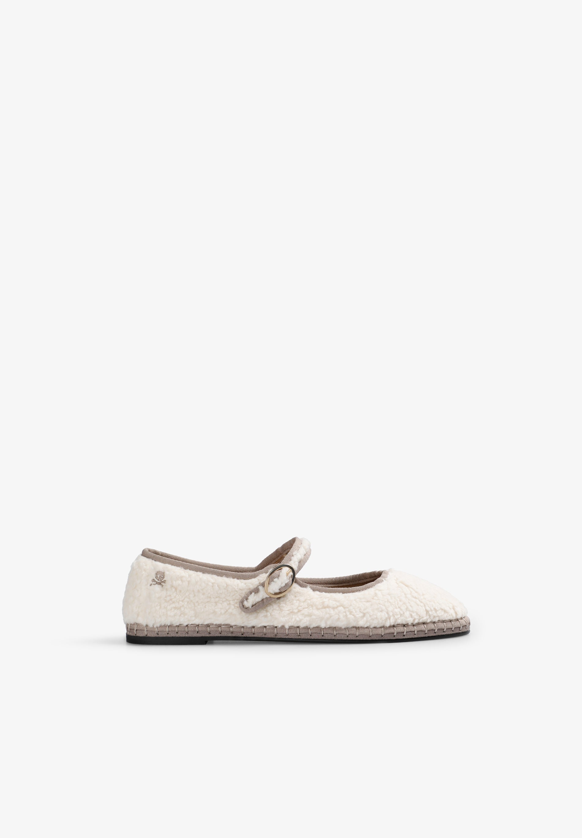 Scalpers FAUX SHEARLING BALLET FLATS OFF WHITE