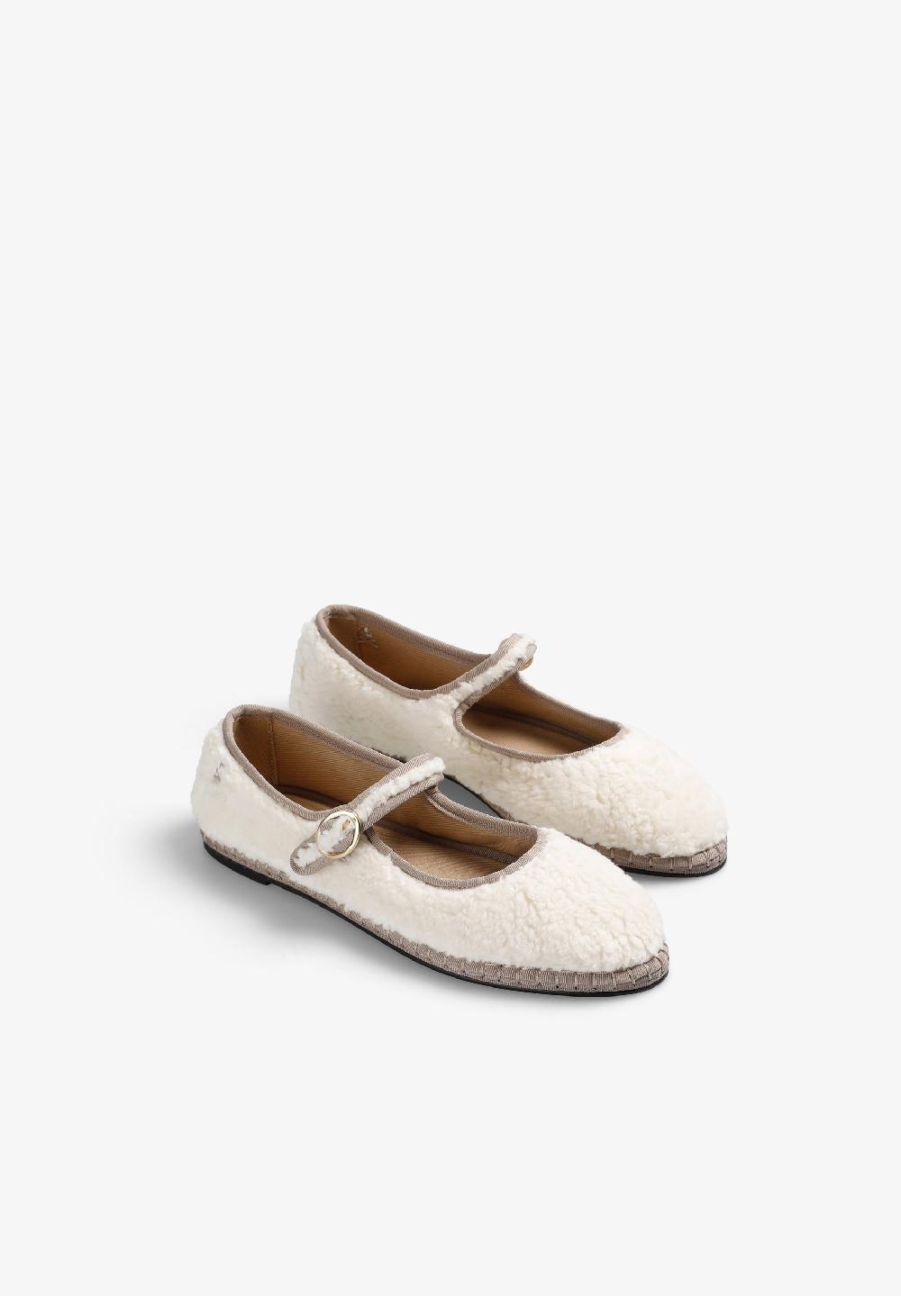 Scalpers FAUX SHEARLING BALLET FLATS OFF WHITE