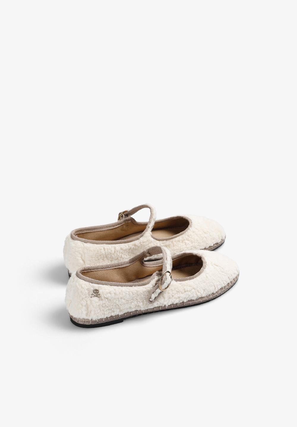 Scalpers FAUX SHEARLING BALLET FLATS OFF WHITE