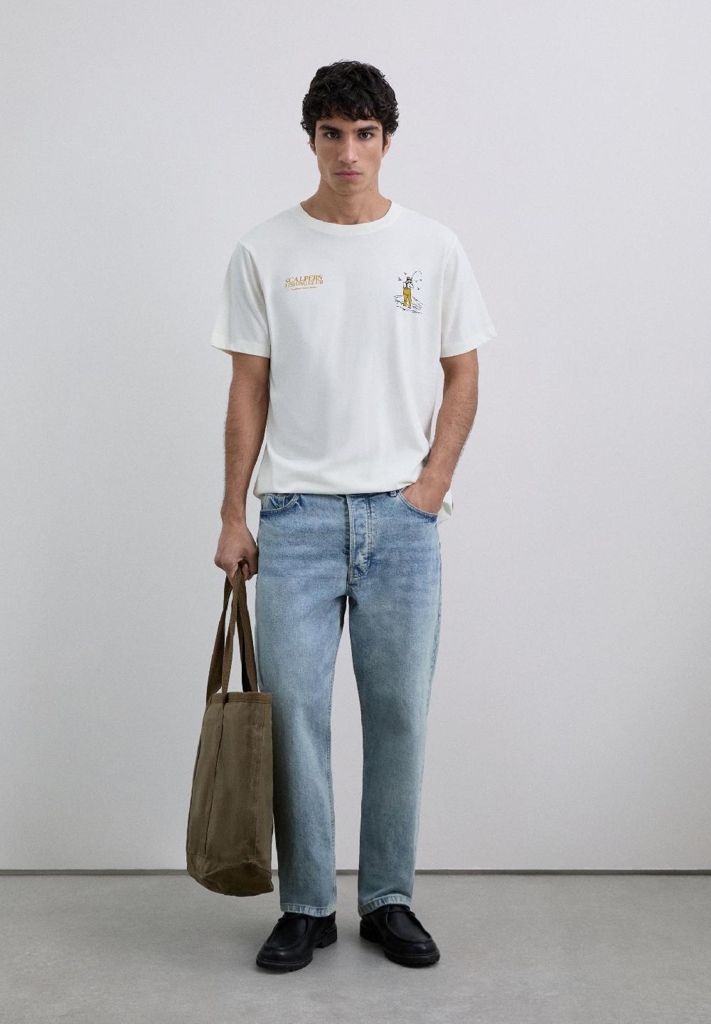 Scalpers FISH PRINT T-SHIRT CREAM