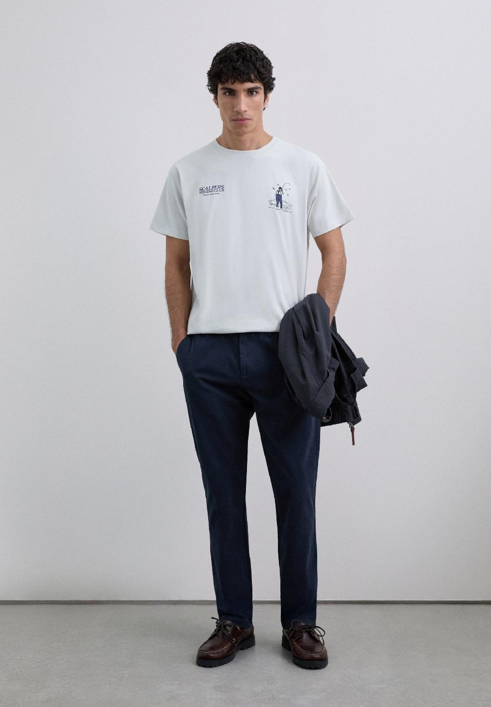 Scalpers FISH PRINT T-SHIRT LIGHT GREY