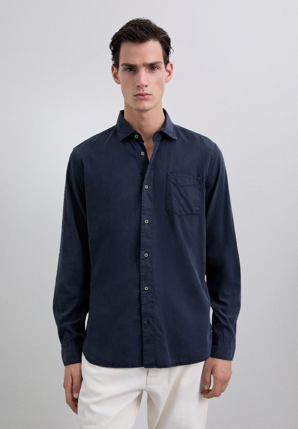 Scalpers FLOWING COTTON SHIRT NAVY