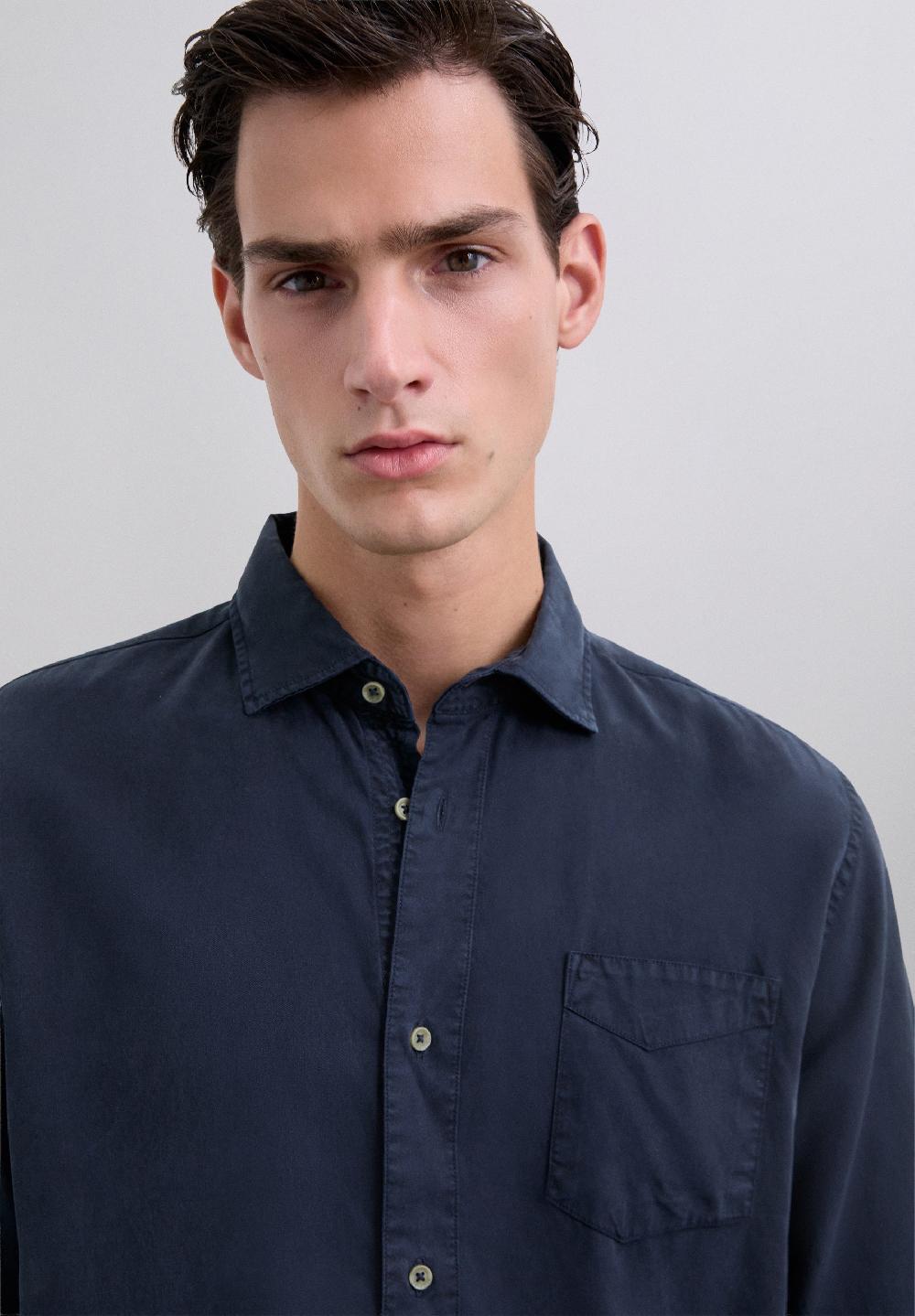 Scalpers FLOWING COTTON SHIRT NAVY