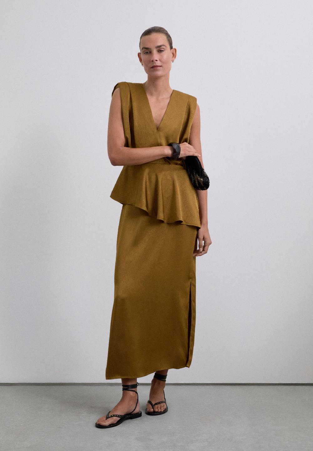 Scalpers FLOWING MIDI SKIRT MUSTARD