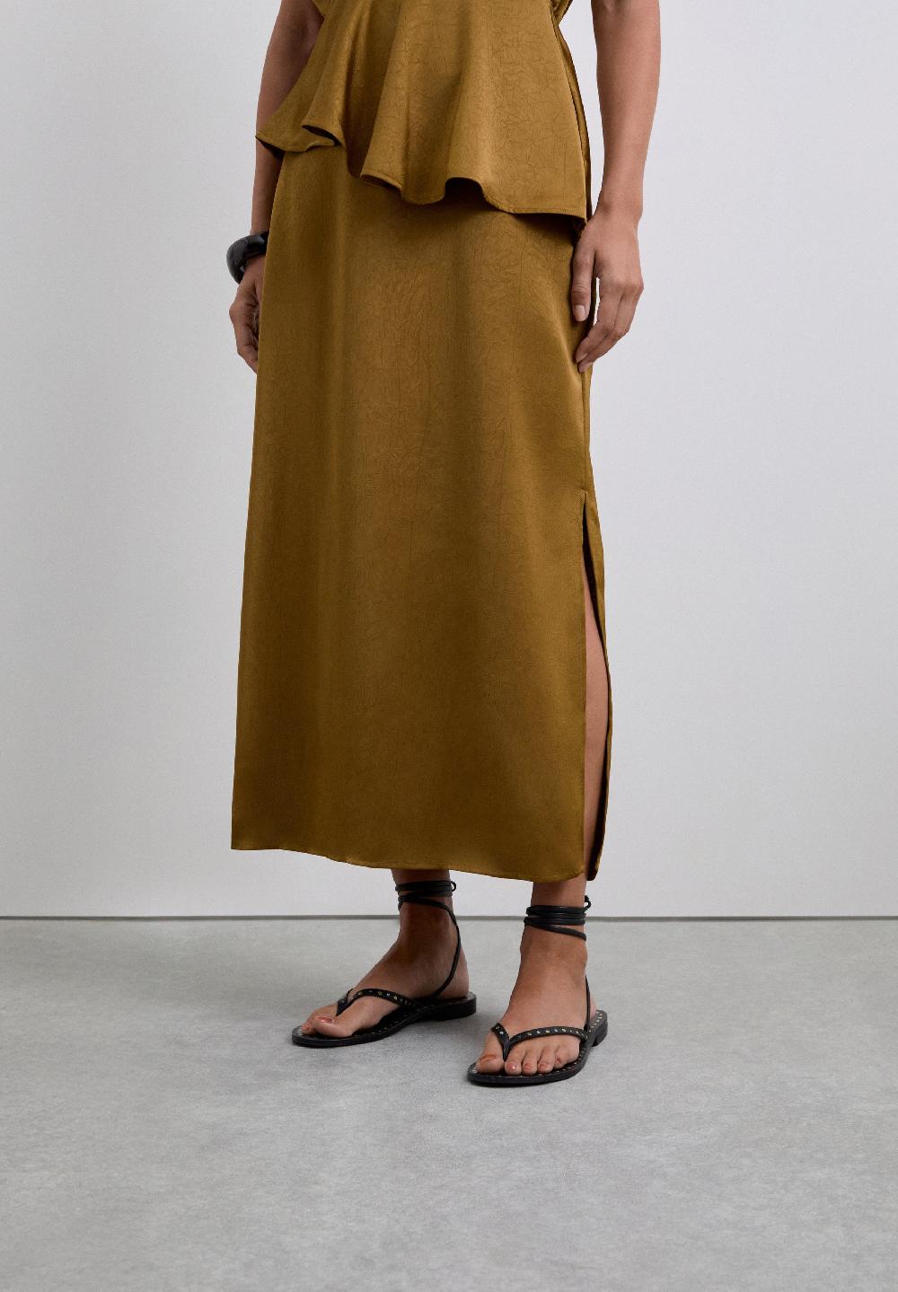 Scalpers FLOWING MIDI SKIRT MUSTARD