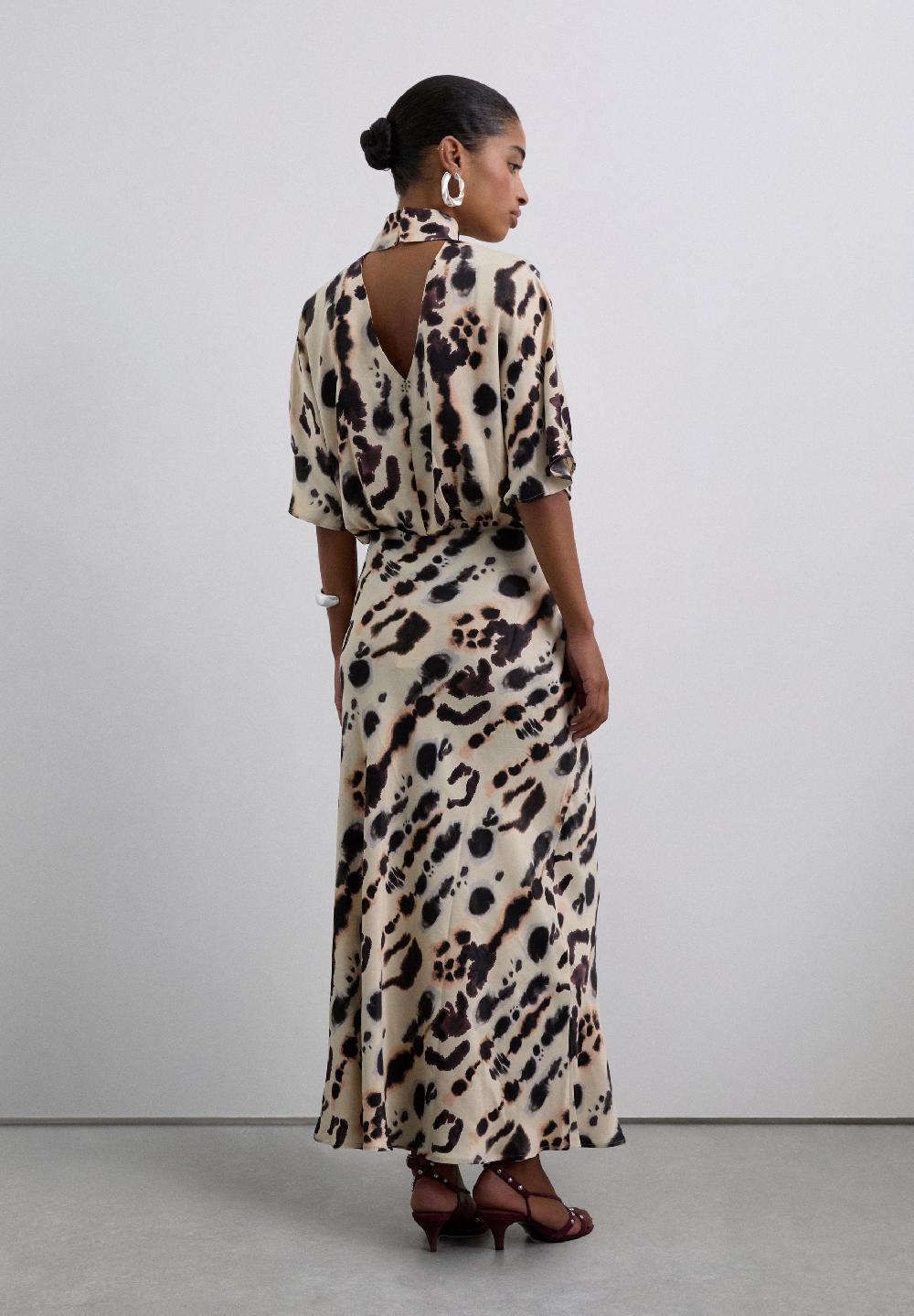 Scalpers FLOWING SATIN MIDI SKIRT ECRU