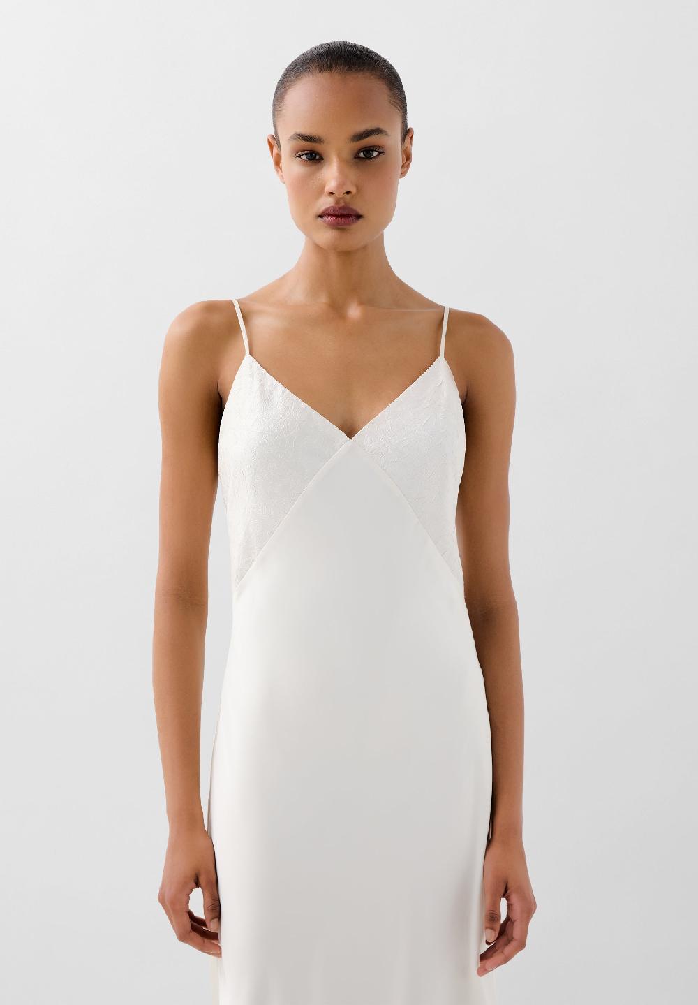 Scalpers FLOWING TEXTURED SLIP DRESS ECRU