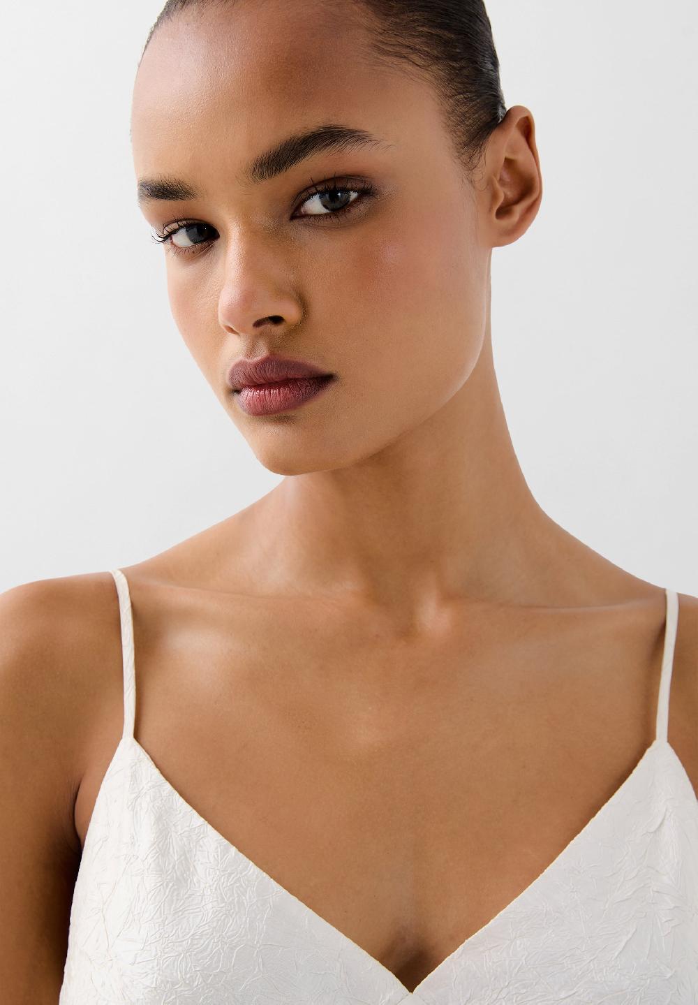 Scalpers FLOWING TEXTURED SLIP DRESS ECRU