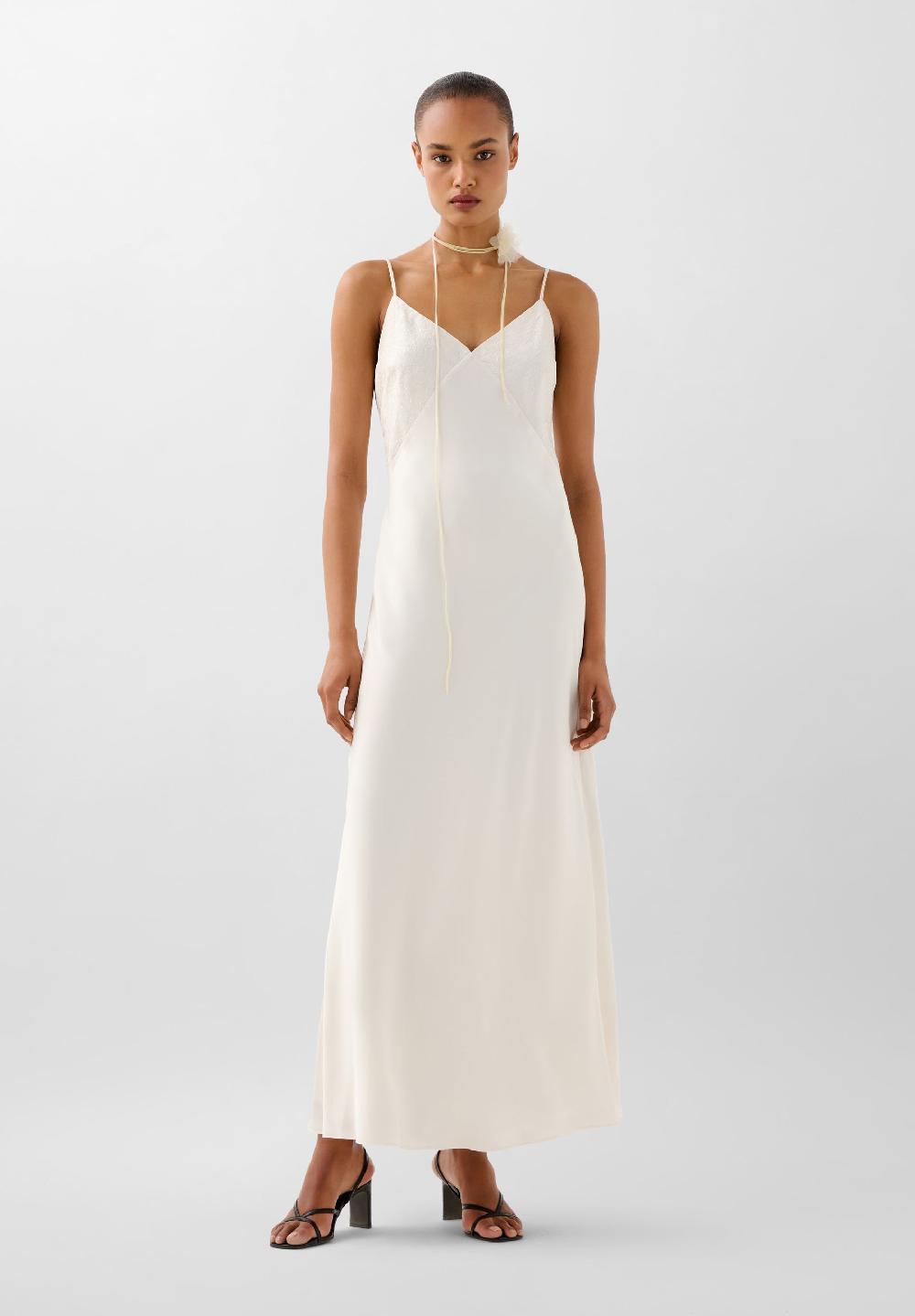 scalpers FLOWING TEXTURED SLIP DRESS ECRU