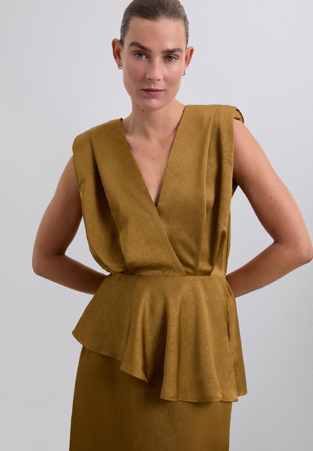 Scalpers FLOWING TOP WITH RUFFLES MUSTARD