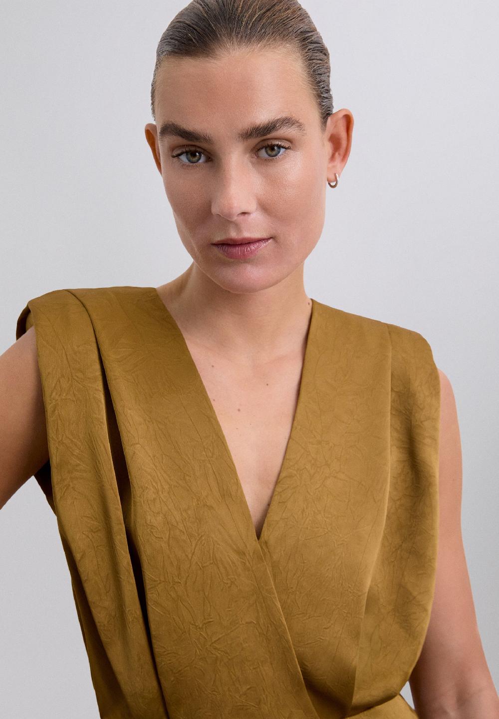 Scalpers FLOWING TOP WITH RUFFLES MUSTARD