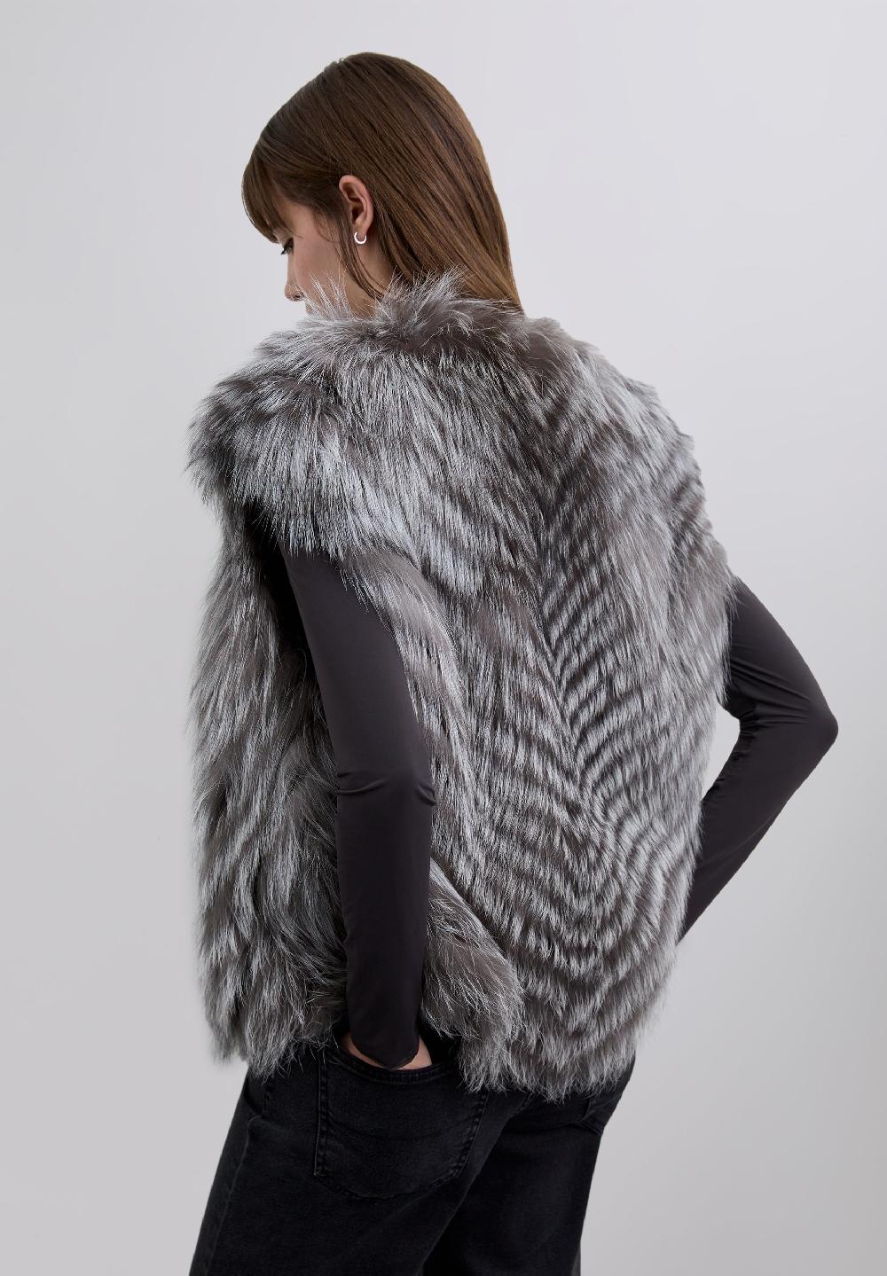 Scalpers FUR GILET GREY/BROWN